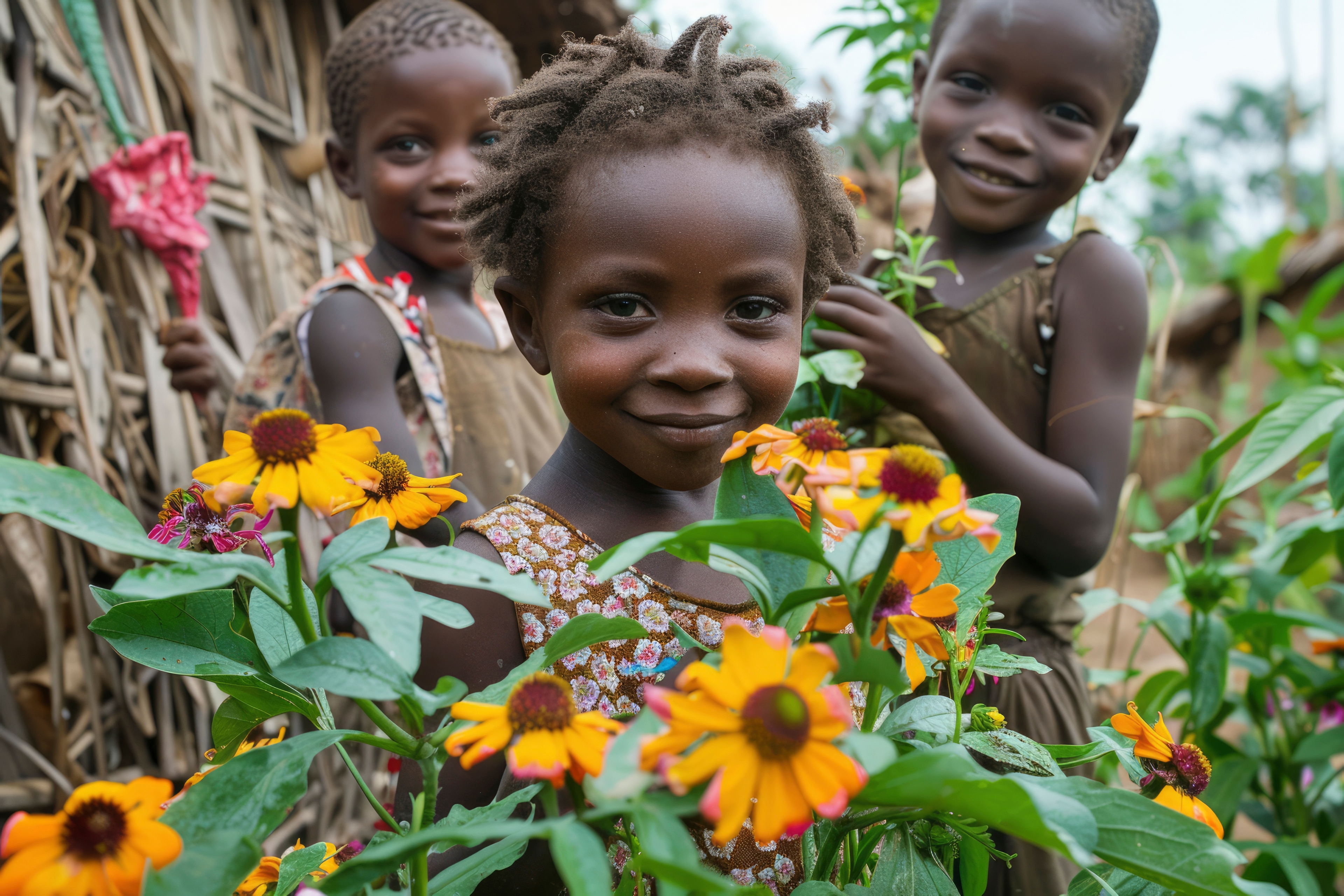 African children enjoying life and celebrating together.