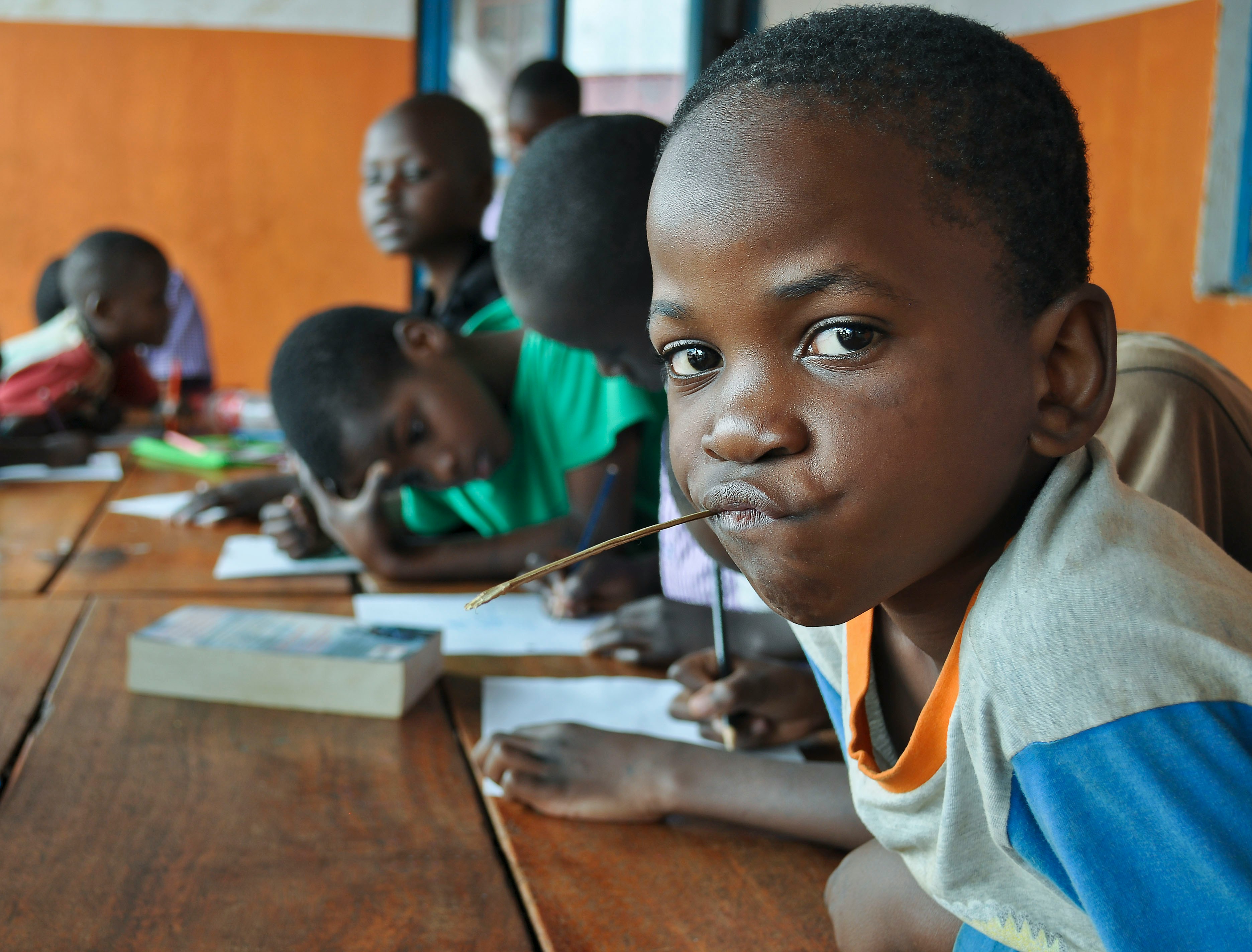 A child in a classroom.